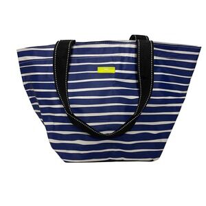 Scout Daytripper Tote Bag Womens Large Navy Blue White Striped Neon Interior